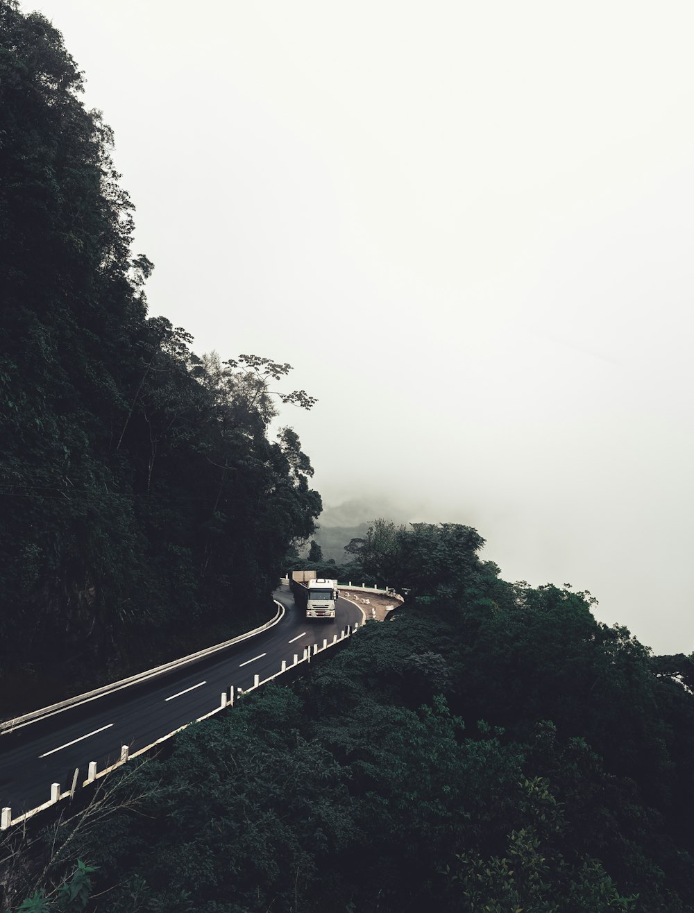 a long stretch of road in the middle of a forest