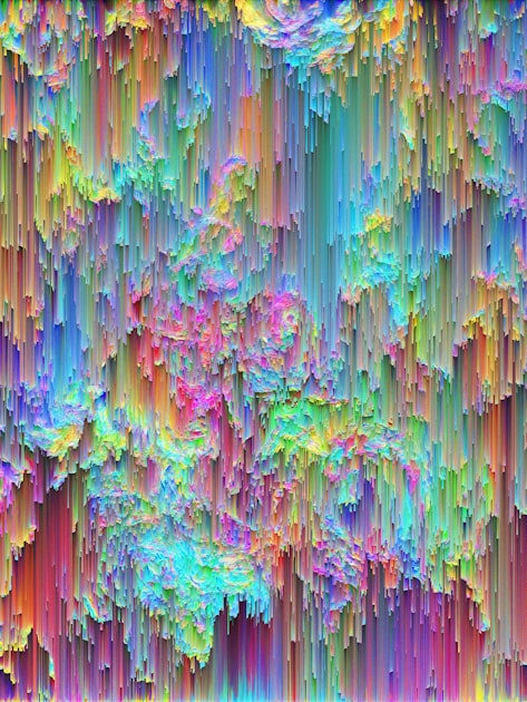Iridescent rainbow abstract texture in shifting colors, representing the seductive beauty of peak psychedelic experiences that can become a substitute for the more ordinary work of genuine integration.