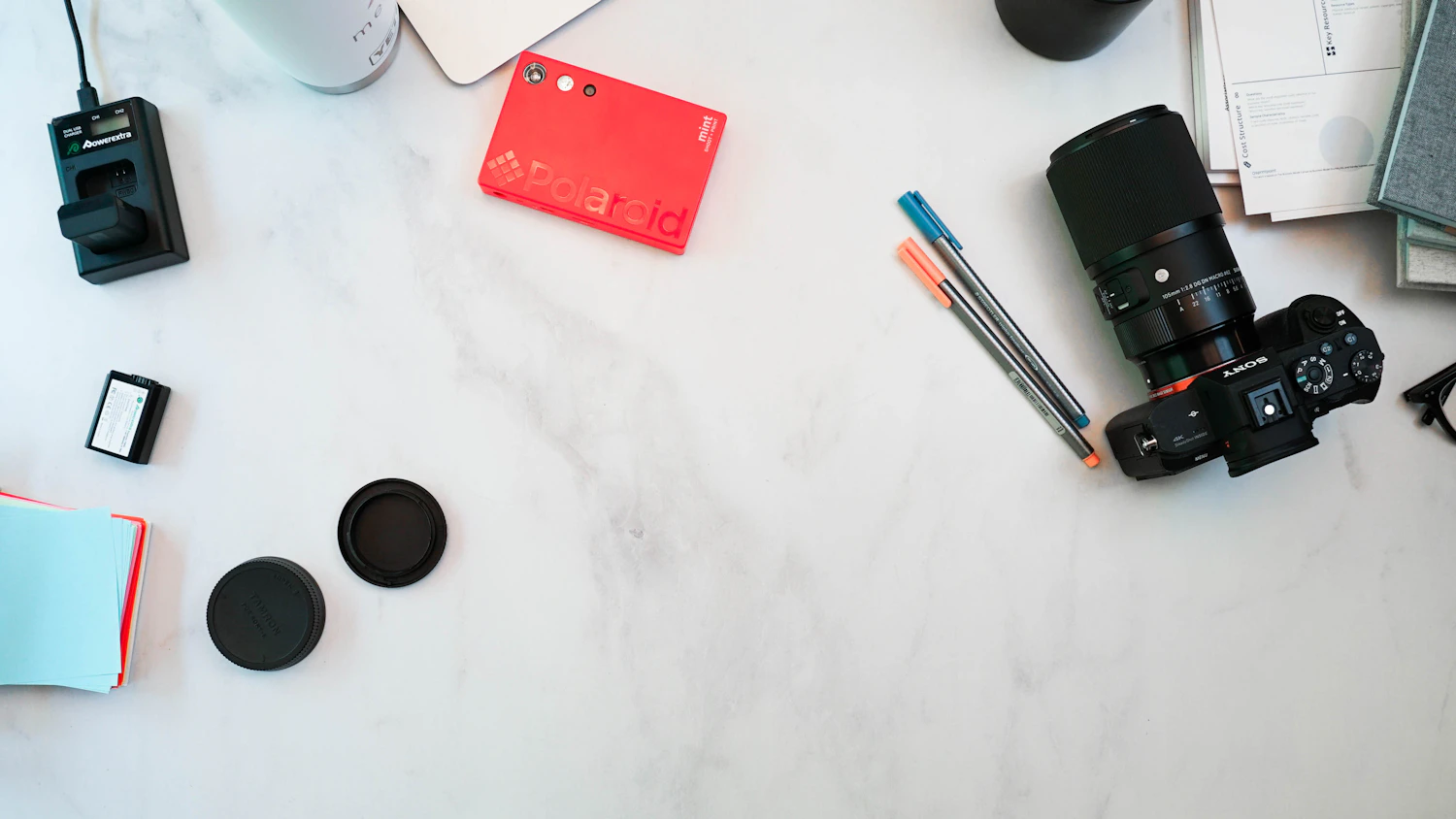 Memory cards beside a camera