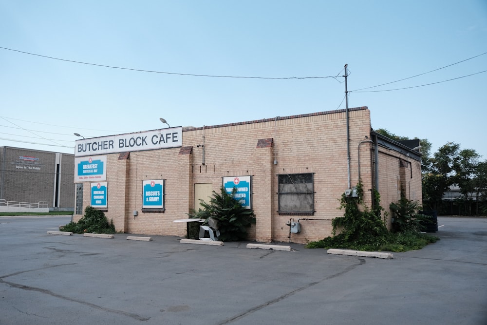 a brick building with a sign that says butcher block cafe