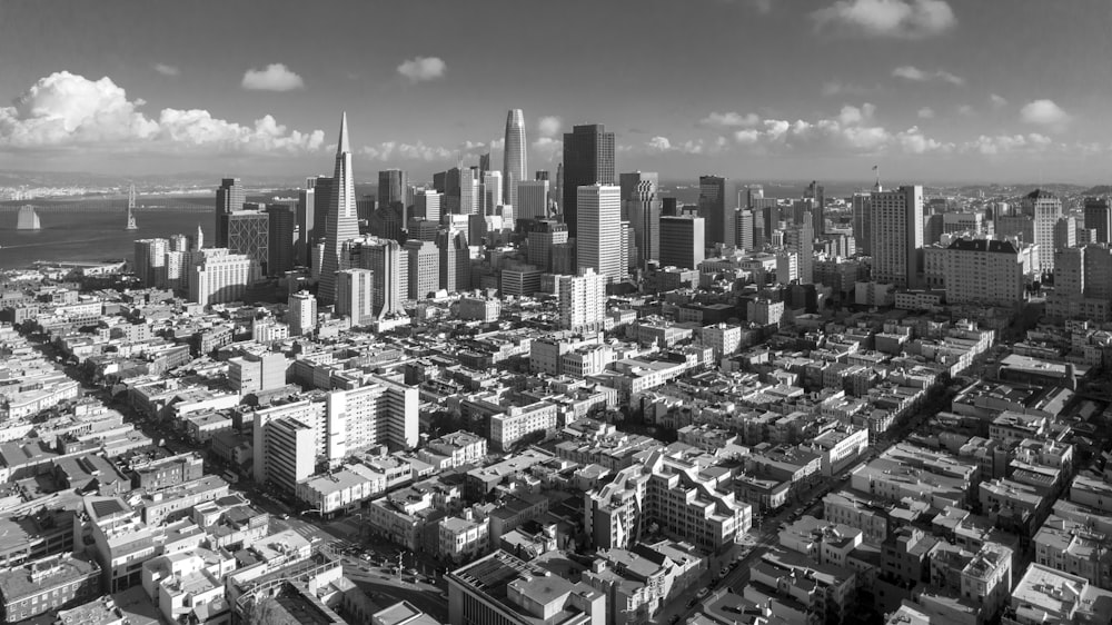 a black and white photo of a city