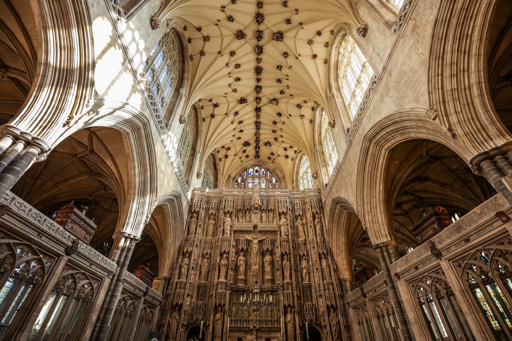 the interior of a cathedral with high vaulted ceilings