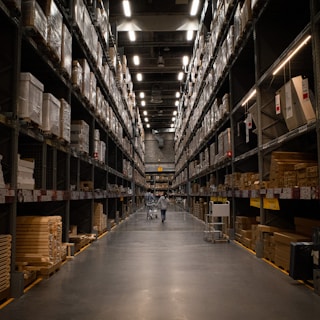 a large warehouse filled with lots of boxes