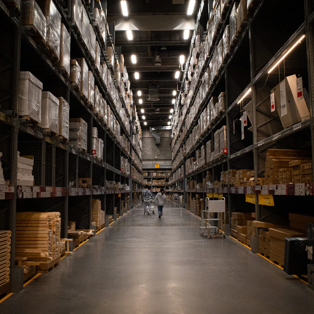 a large warehouse filled with lots of boxes