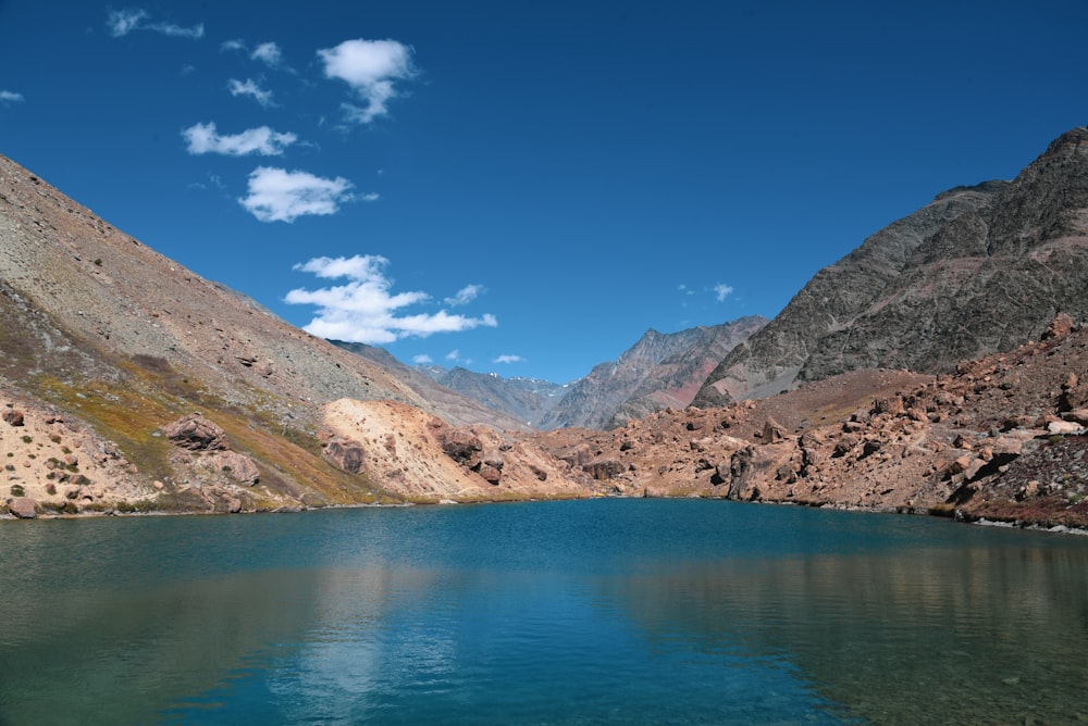 a large body of water surrounded by mountains