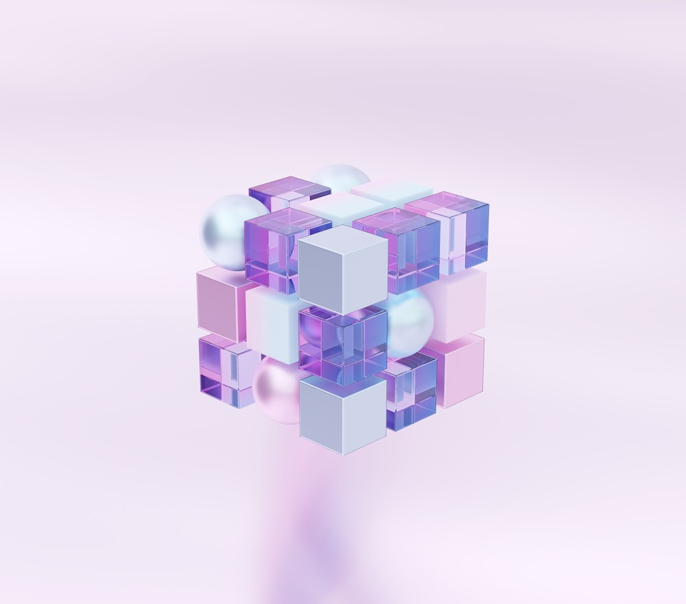 a stylized image of a cube with many smaller cubes