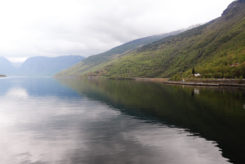 a large body of water surrounded by mountains