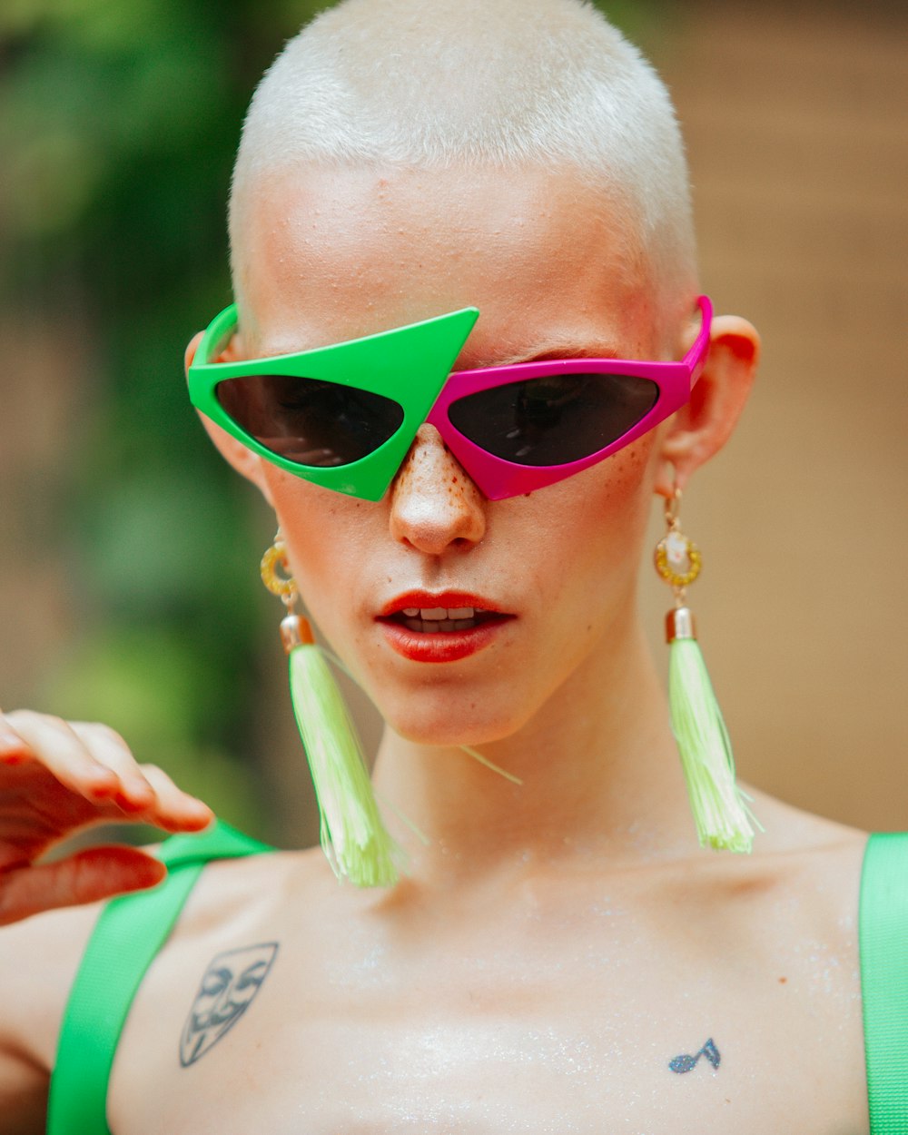 a woman wearing sunglasses