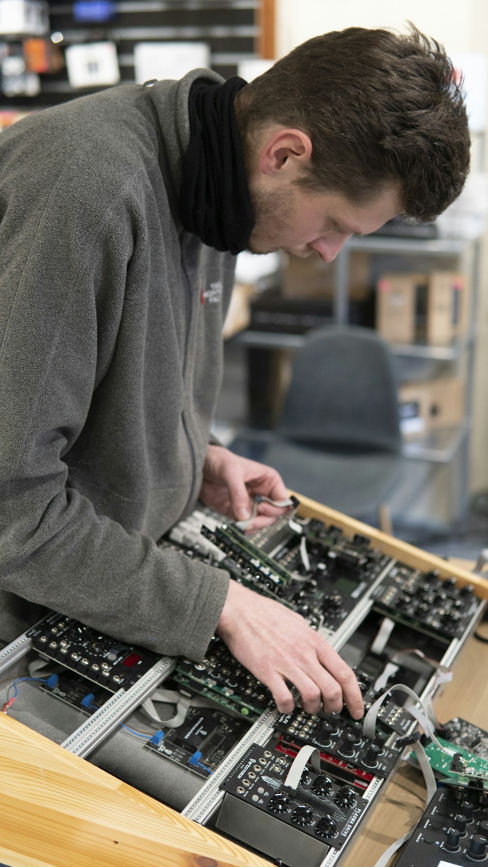 a man working on a piece of equipment