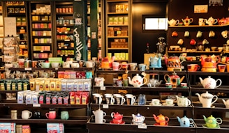 a store filled with lots of different types of tea