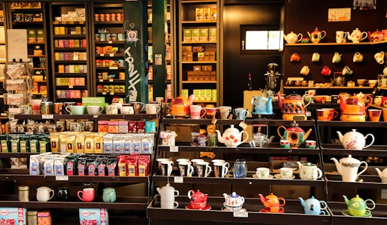 a store filled with lots of different types of tea