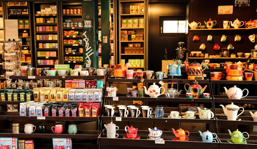 a store filled with lots of different types of tea