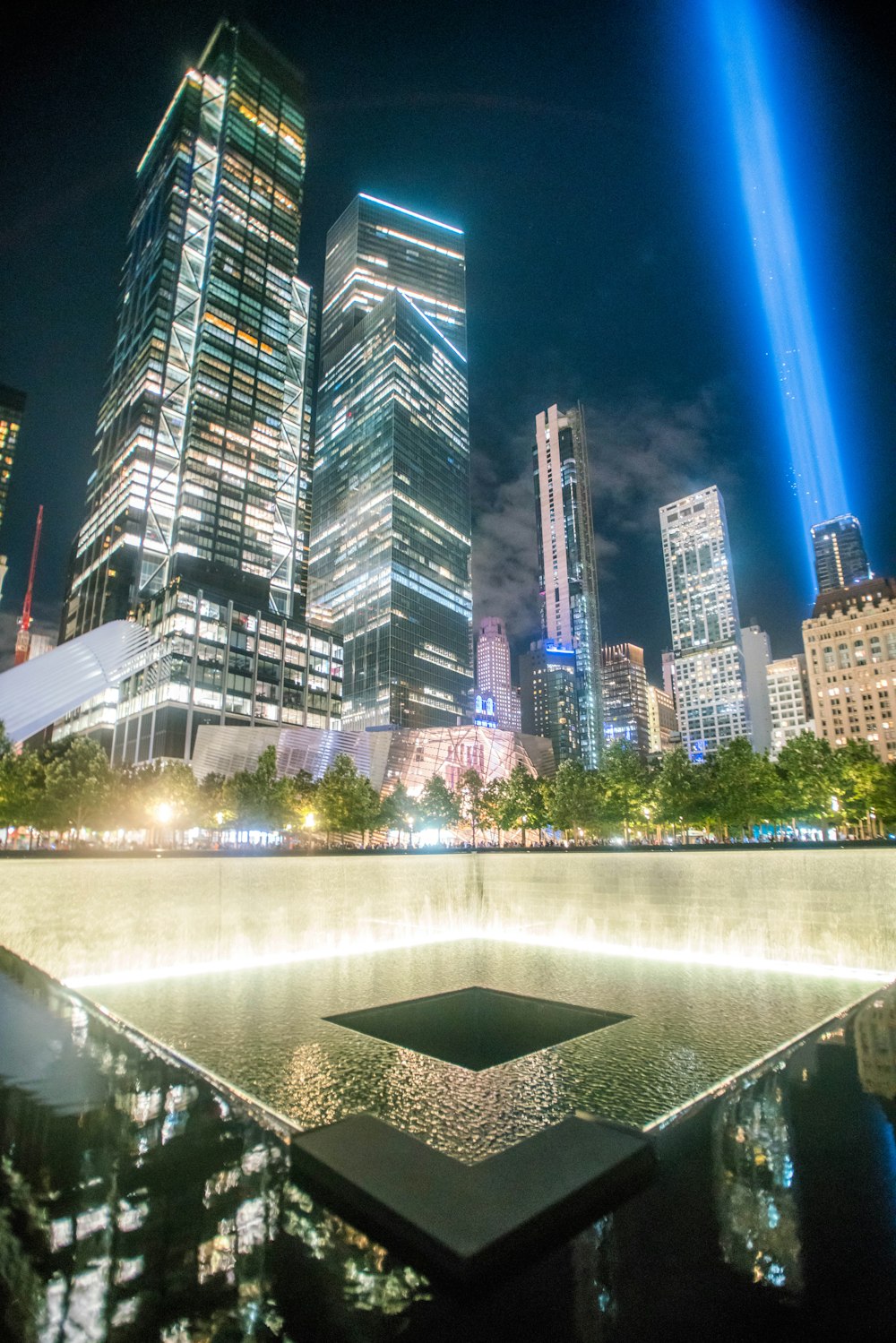 a view of the 9 / 11 memorial in new york city