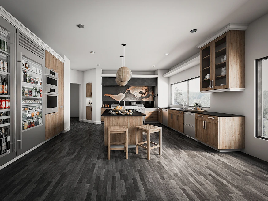 Kitchen mid-renovation showing new cabinetry installation