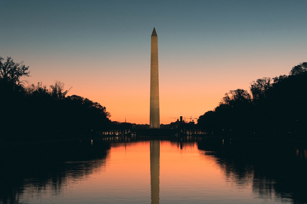 Il monumento a Washington DC al tramonto