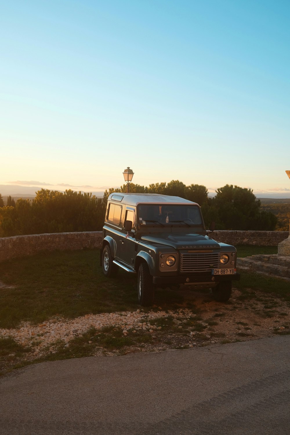 a jeep parked on the side of a road