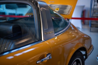 a close up of a car's rear window