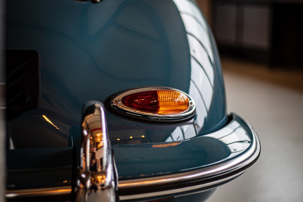 a close up of the tail light of a car