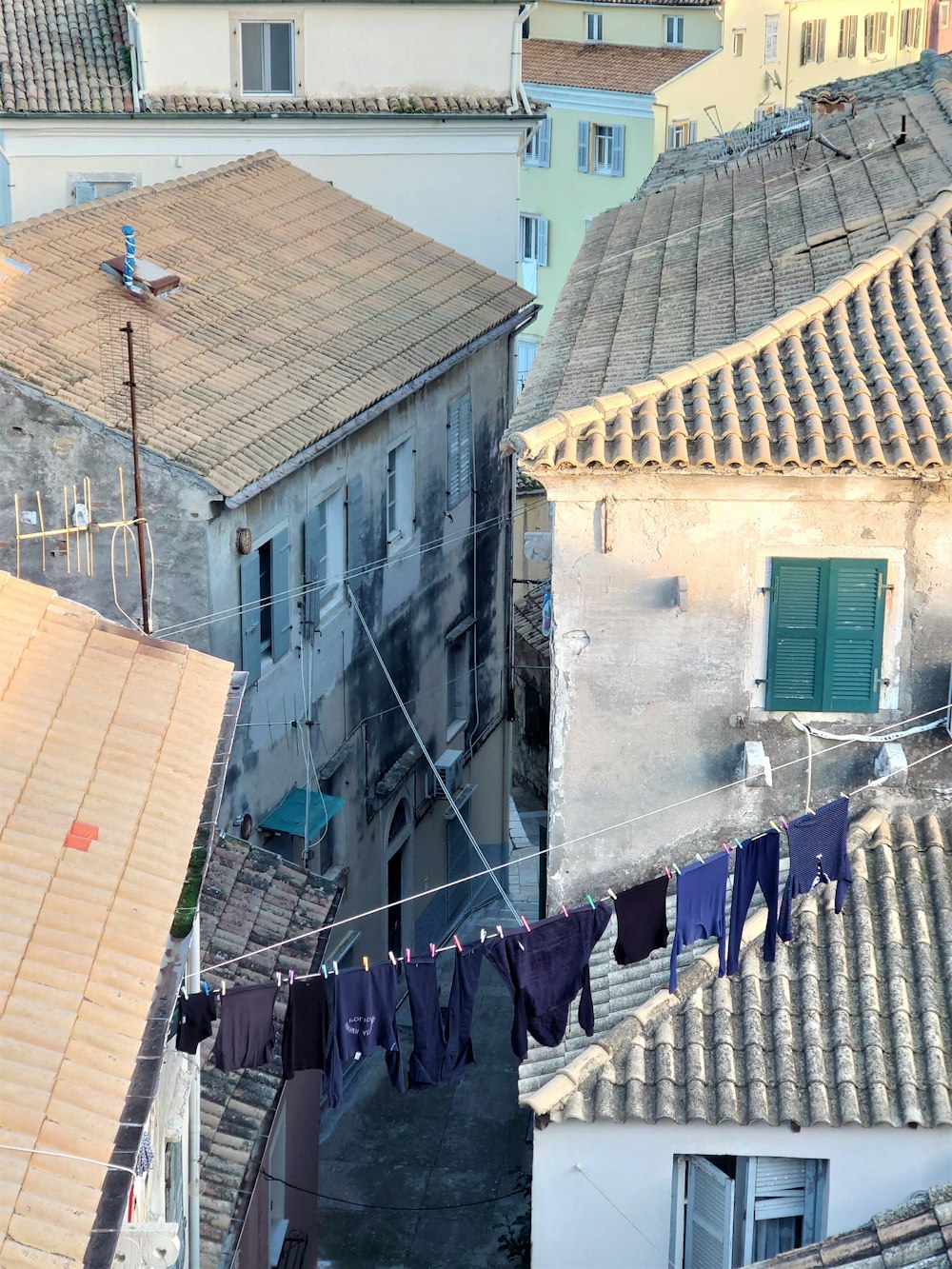 clothes hanging out to dry on a clothes line