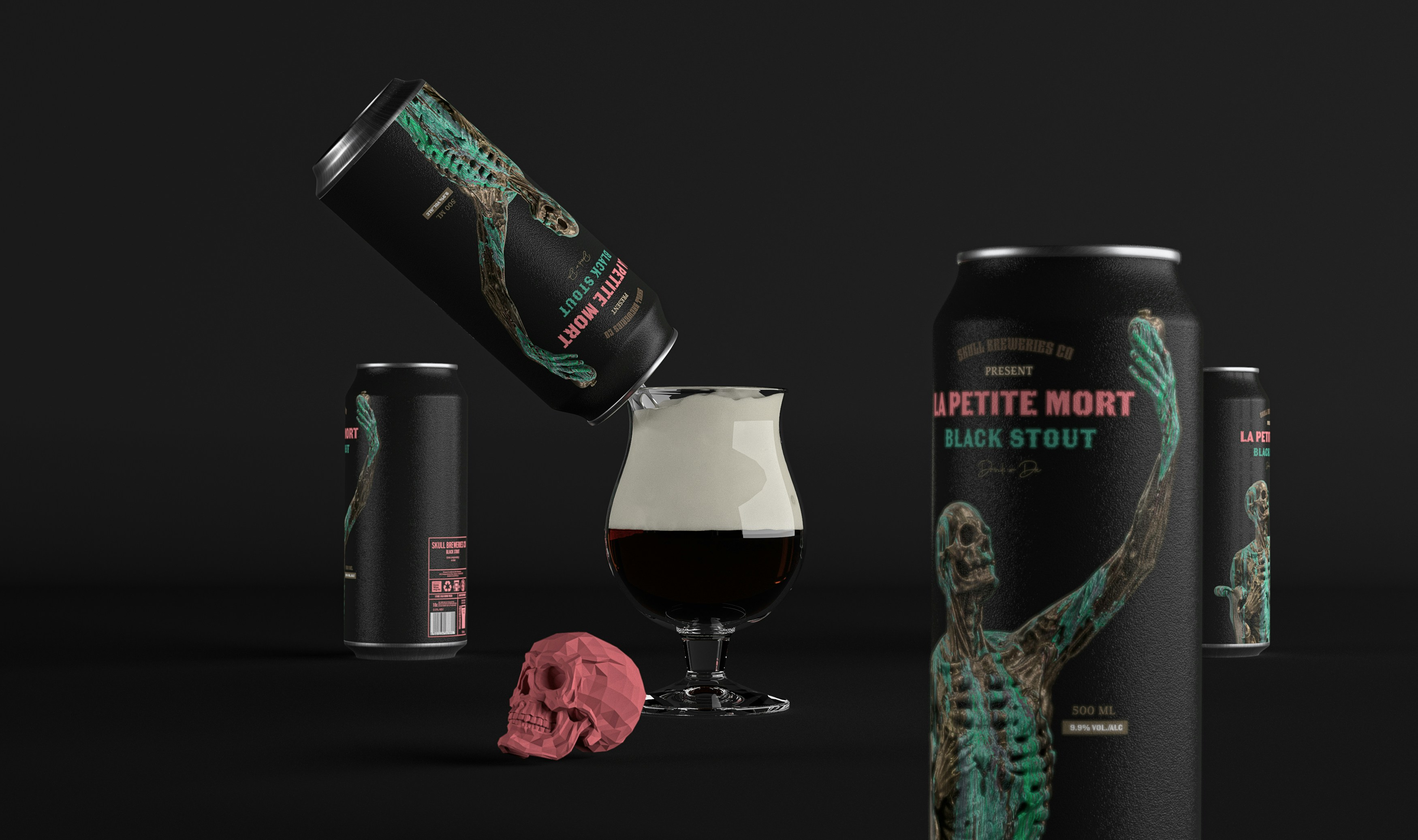 Una lata de cerveza junto a una copa de vino