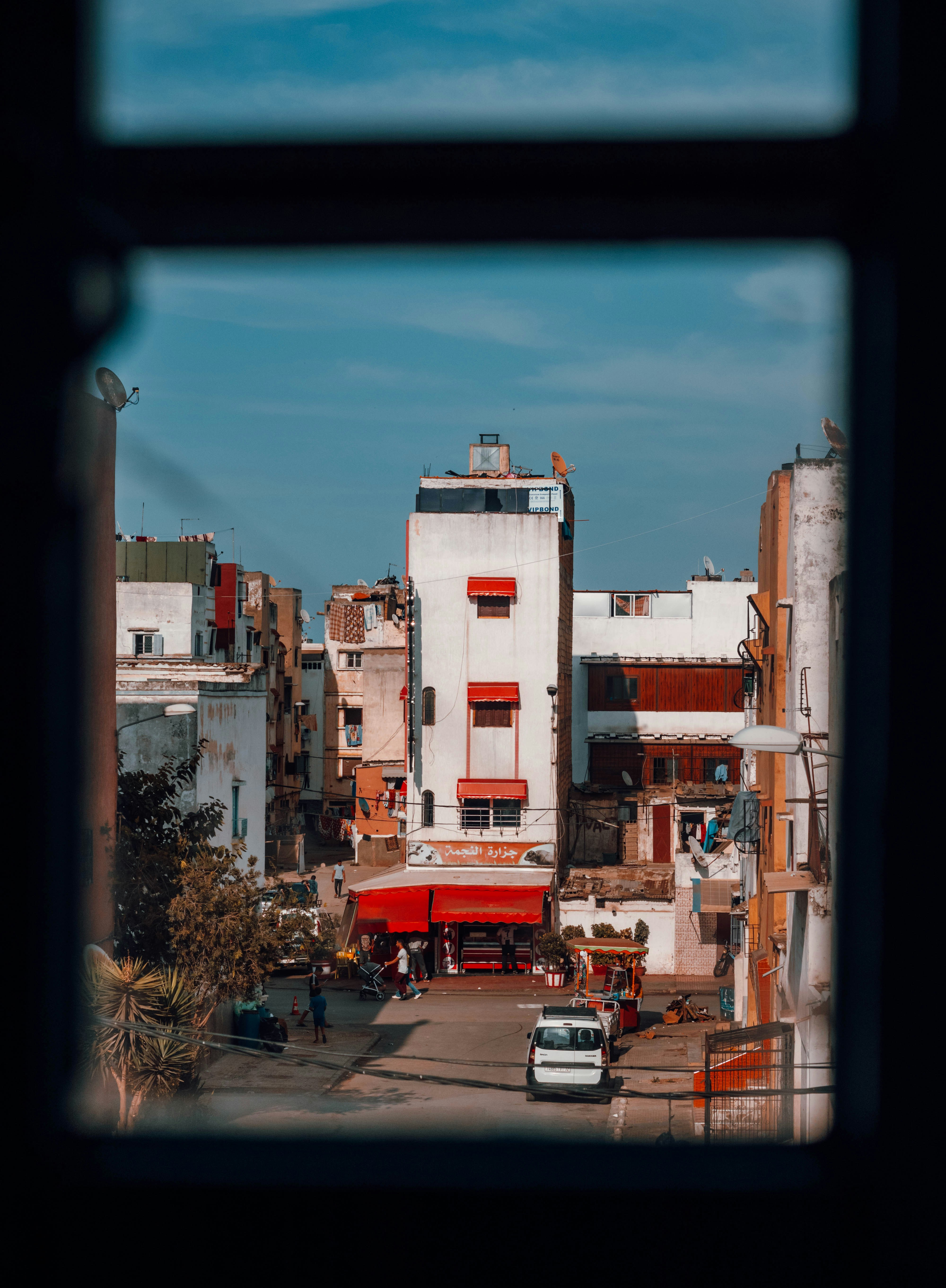 a view of a city from a window