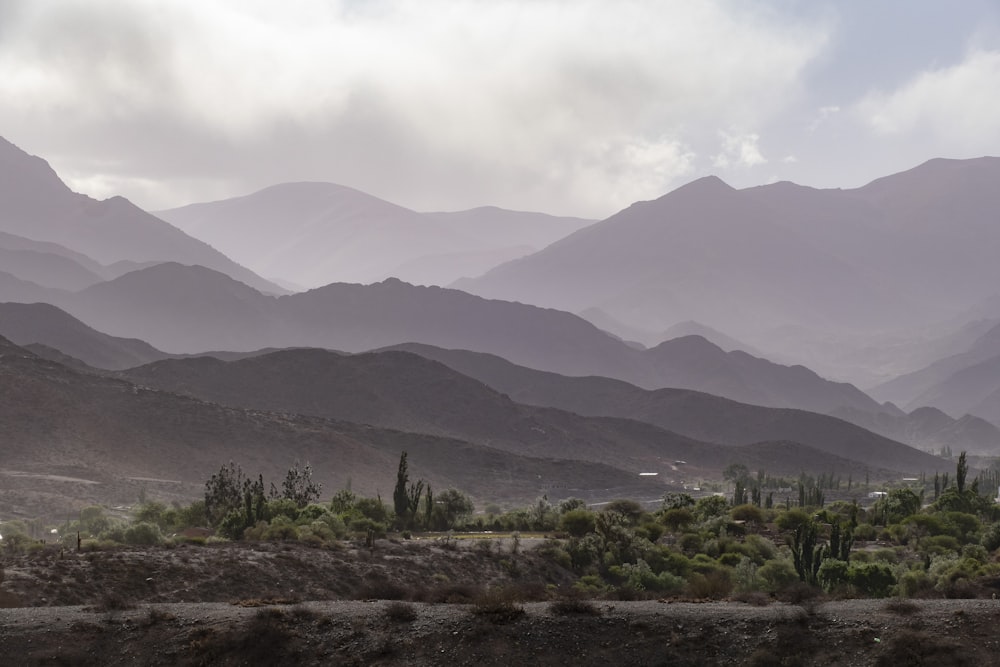 a view of a mountain range from a distance