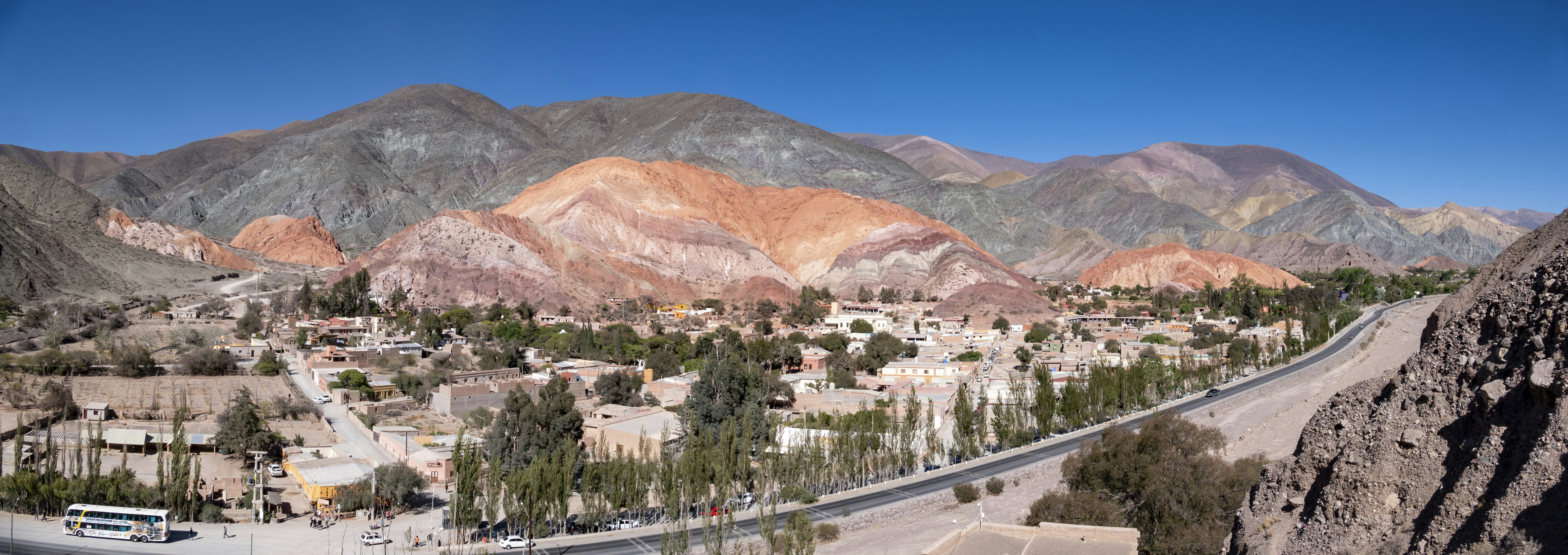 a view of a mountain town from a high point of view