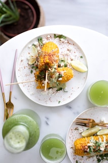 two plates of food on a table