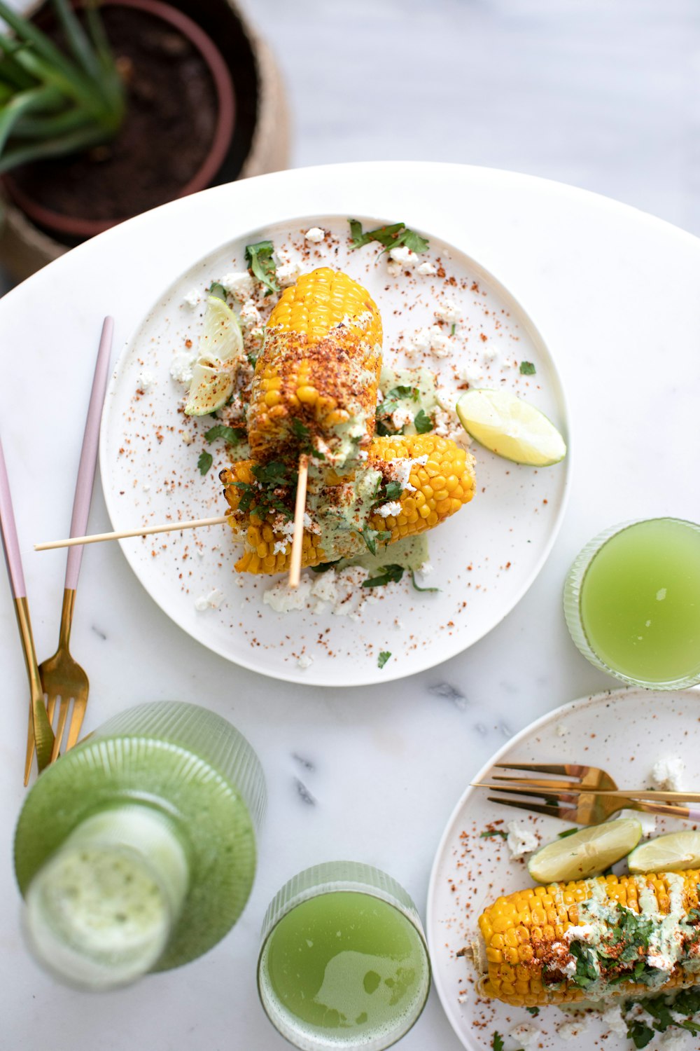 two plates of food on a table