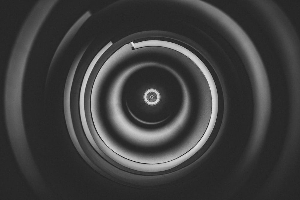 a black and white photo of a circular object