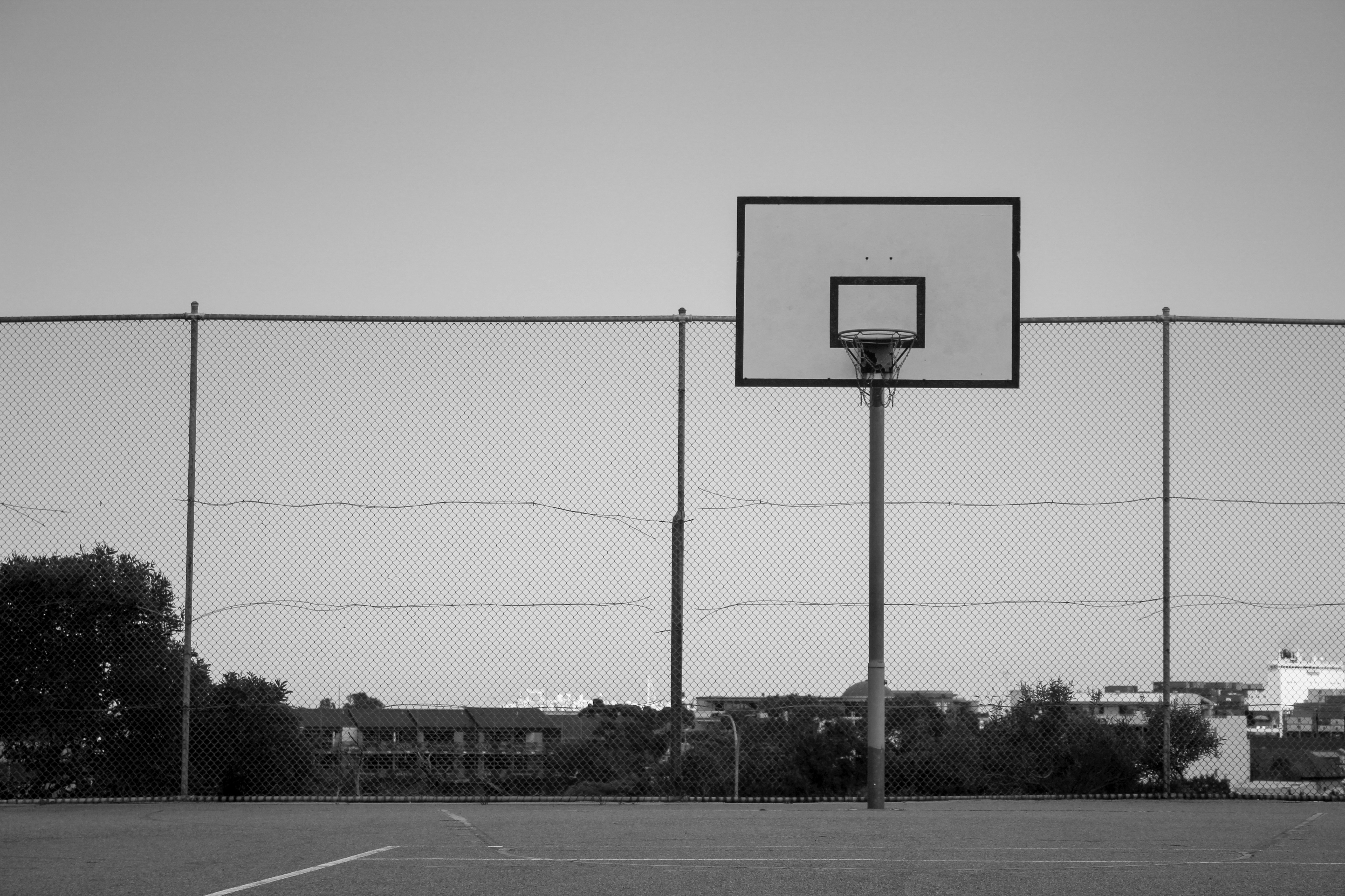 Basketball Court Black And White Photography