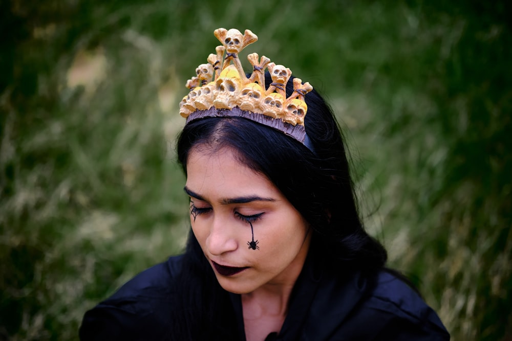 a woman with a crown on her head