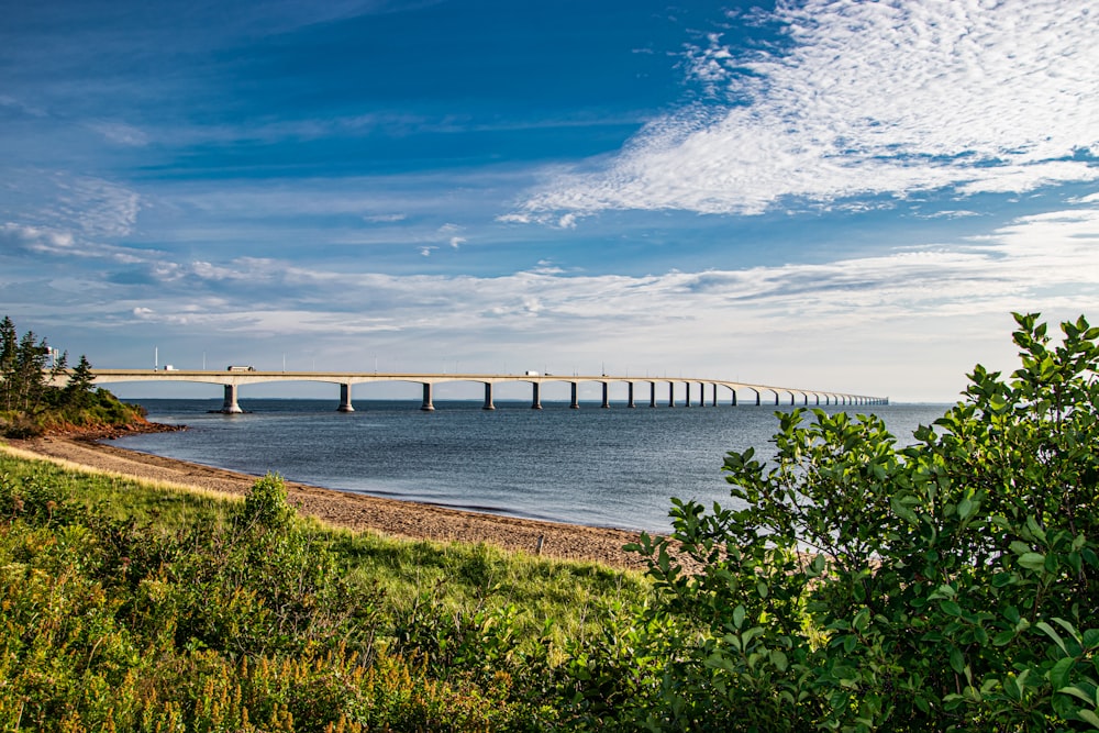 a large bridge over a large body of water