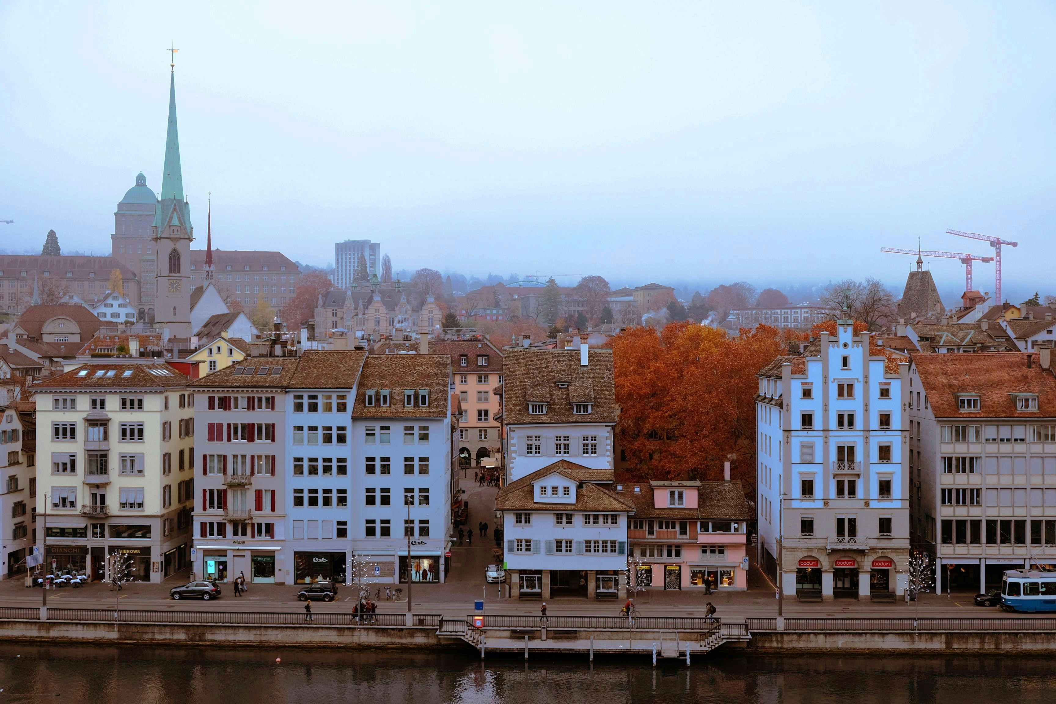 a view of a city from across the water