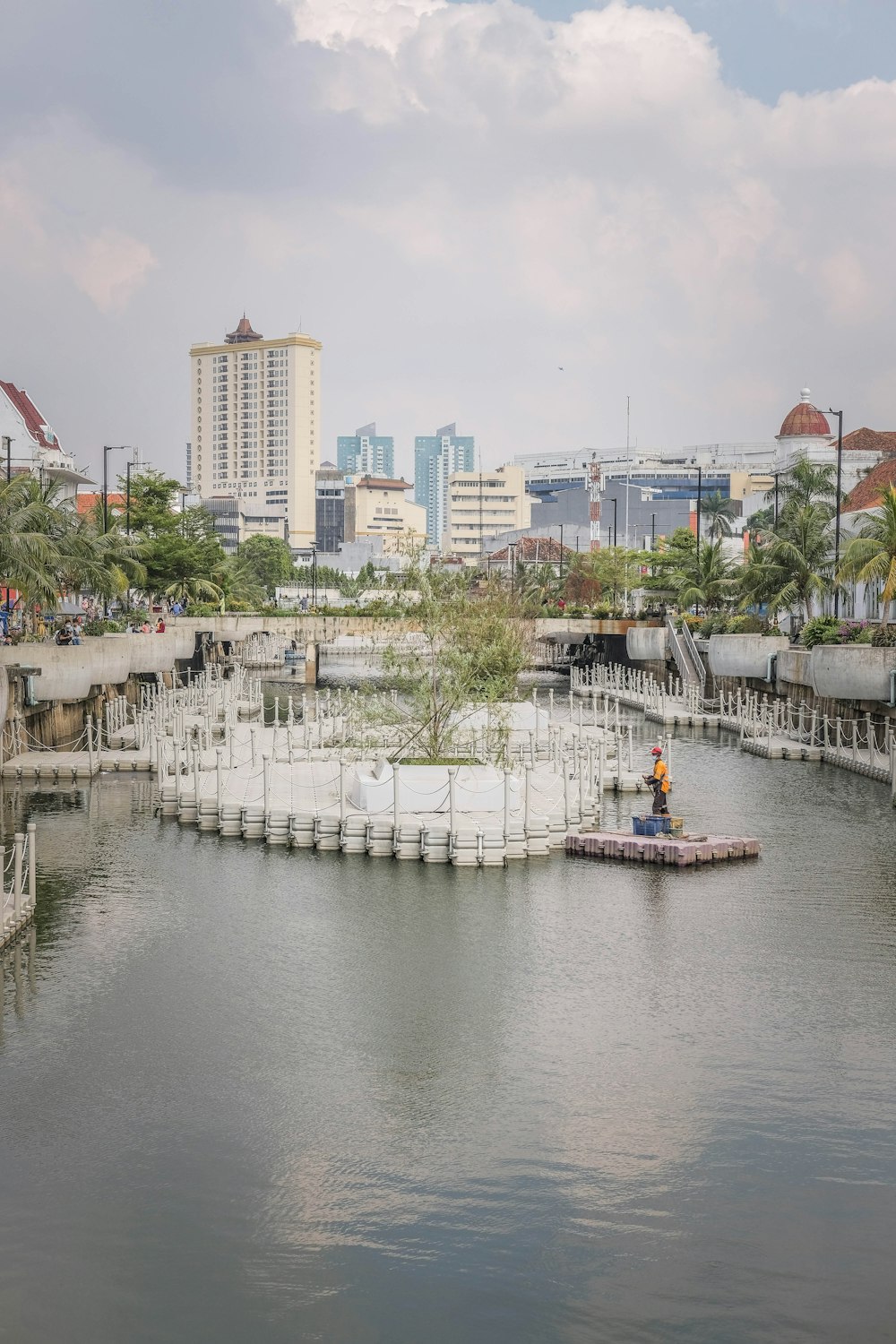 a large body of water surrounded by a city