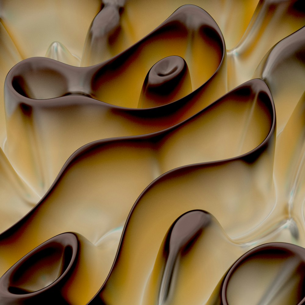 a computer generated image of brown and yellow shapes