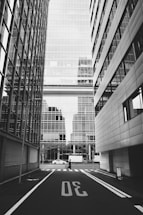 a black and white photo of a city street