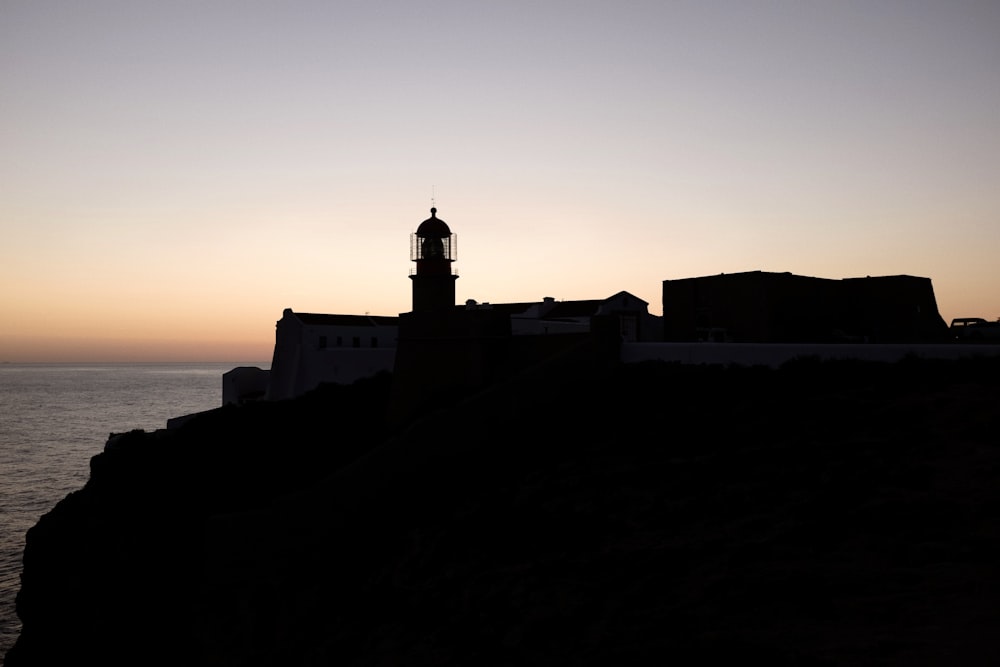 a lighthouse on a cliff overlooking the ocean