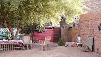 Image showing outdoor landscape furniture arranged in a welcoming garden setting.