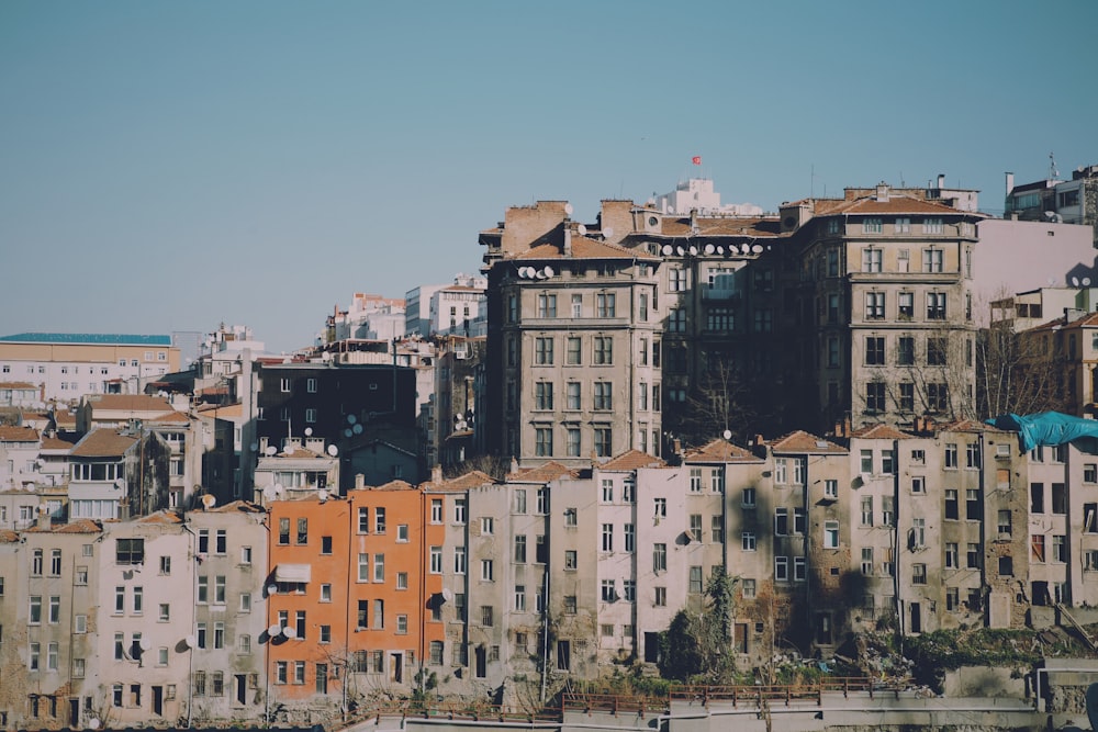 a city with lots of tall buildings next to a body of water