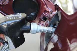 a close up of a person holding a gas pump