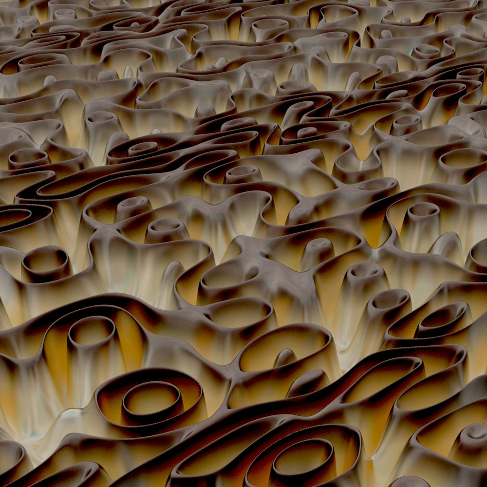 a large group of wavy shapes in brown and yellow