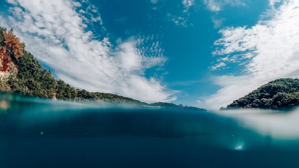 a body of water that has some trees in it