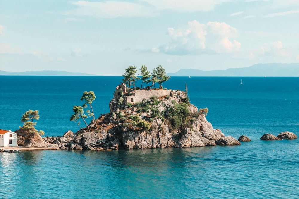 a small island in the middle of the ocean