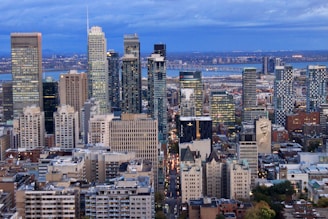 a view of a city with tall buildings