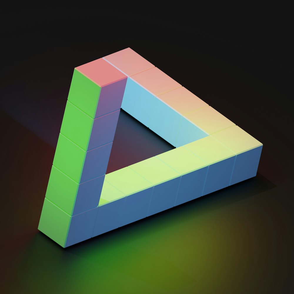 Una imagen 3D de un objeto de forma triangular