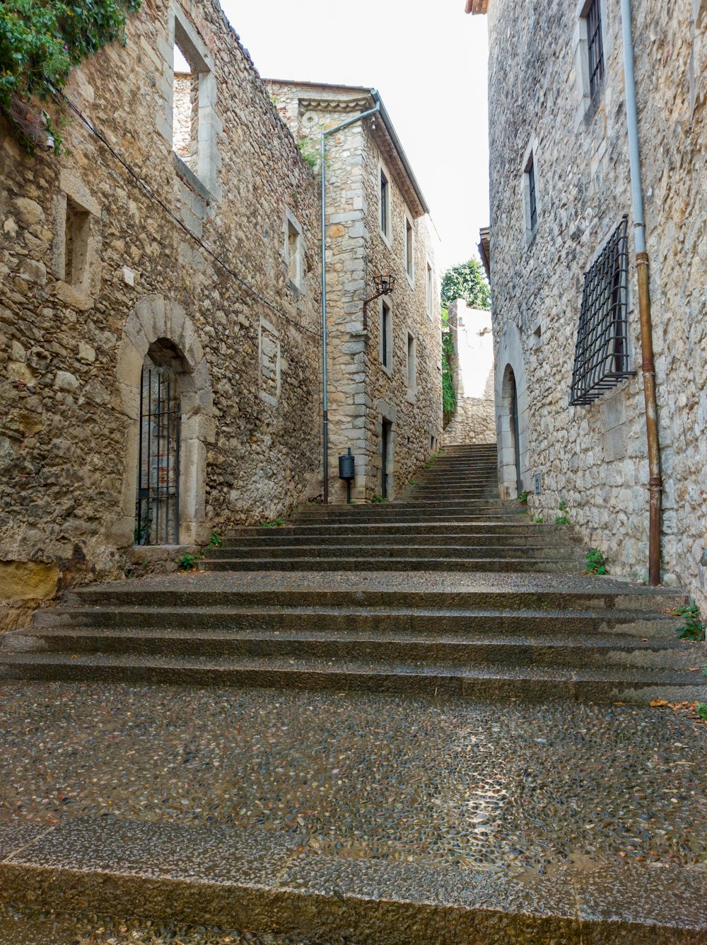 a set of stone steps leading up to a building