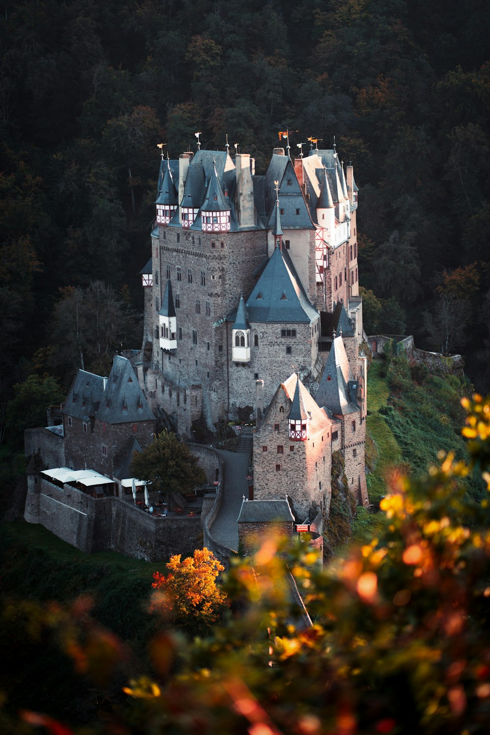 a castle with a clock on the top of it