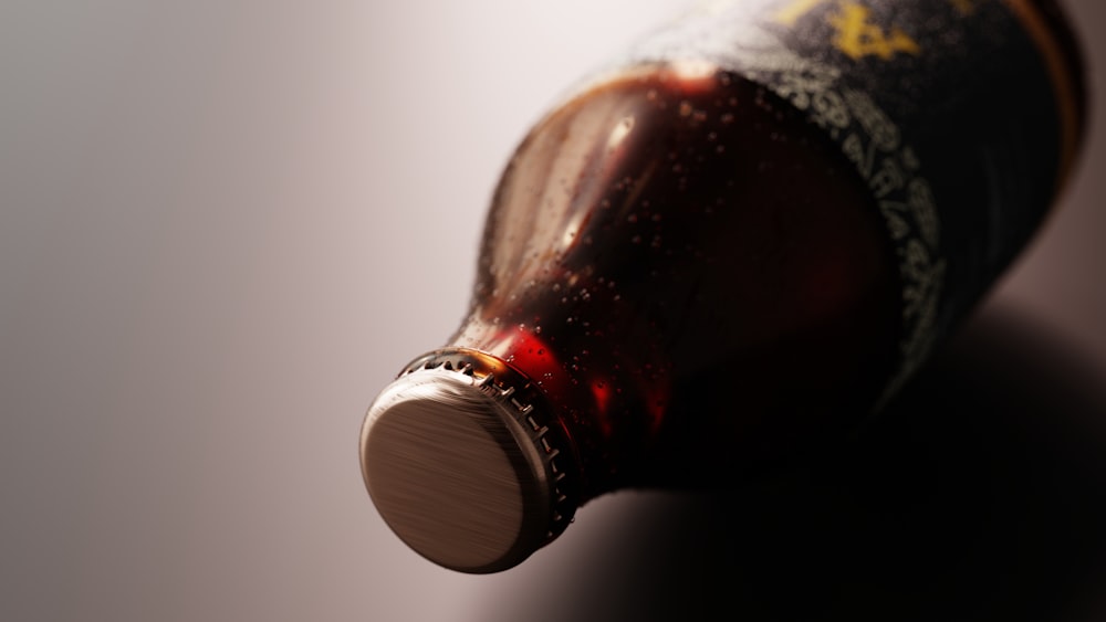 a close up of a bottle of wine