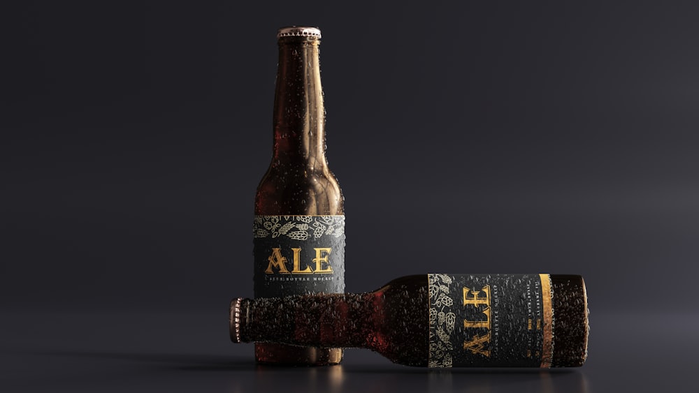 a bottle of ale sitting on top of a table